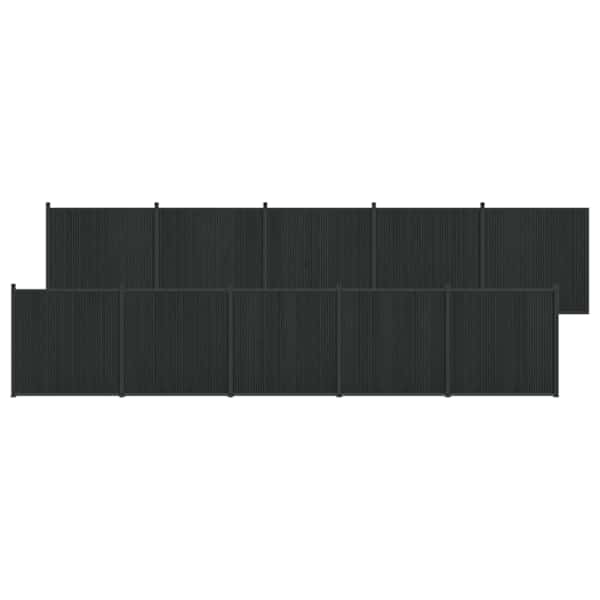 vidaXL Aiapaneel 10 tk 1755 x 186,5 cm WPC ja Alumiinium Must
