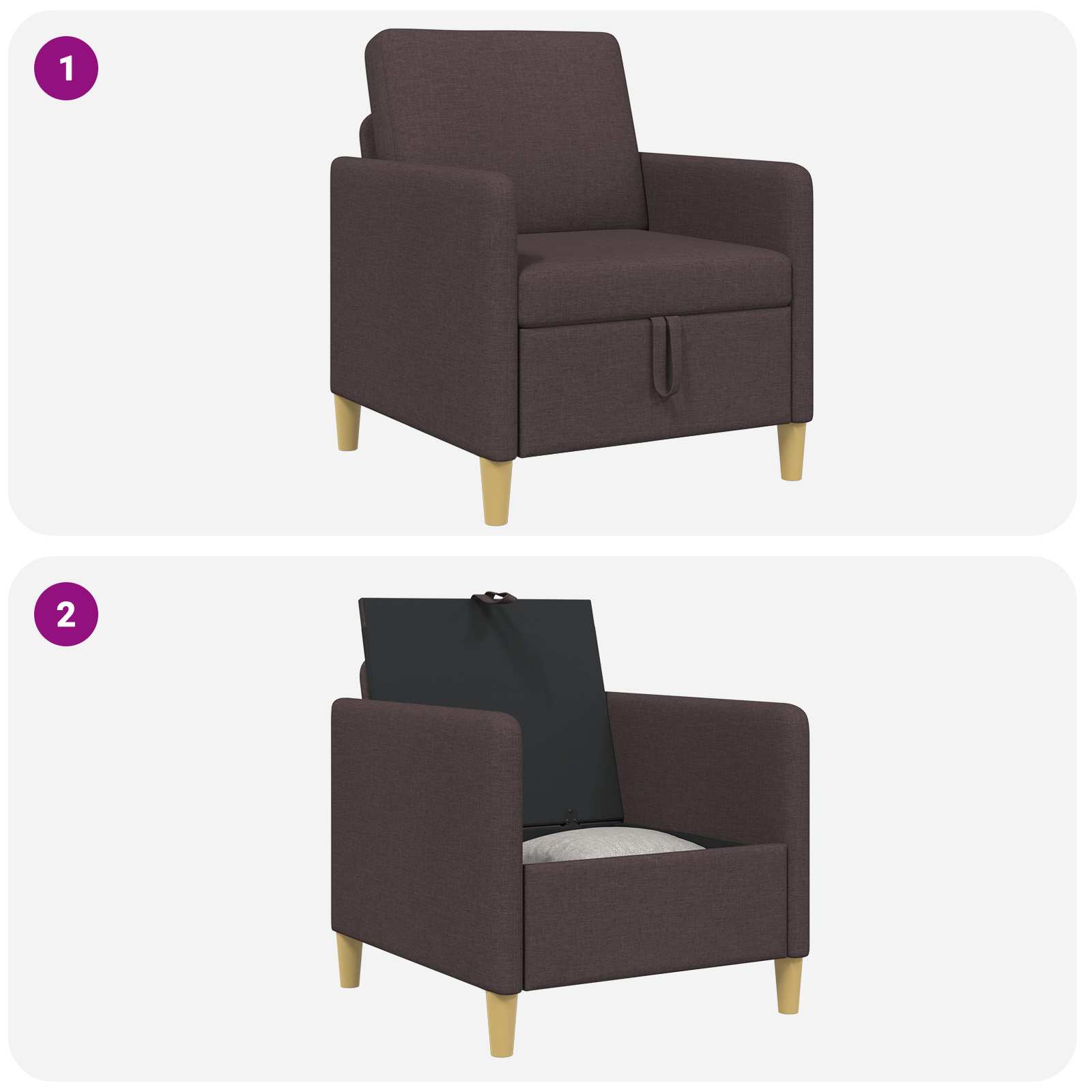 Sofa s shrambo Temno rjava 72 x 78 x 87 cm Poliester - slika 8