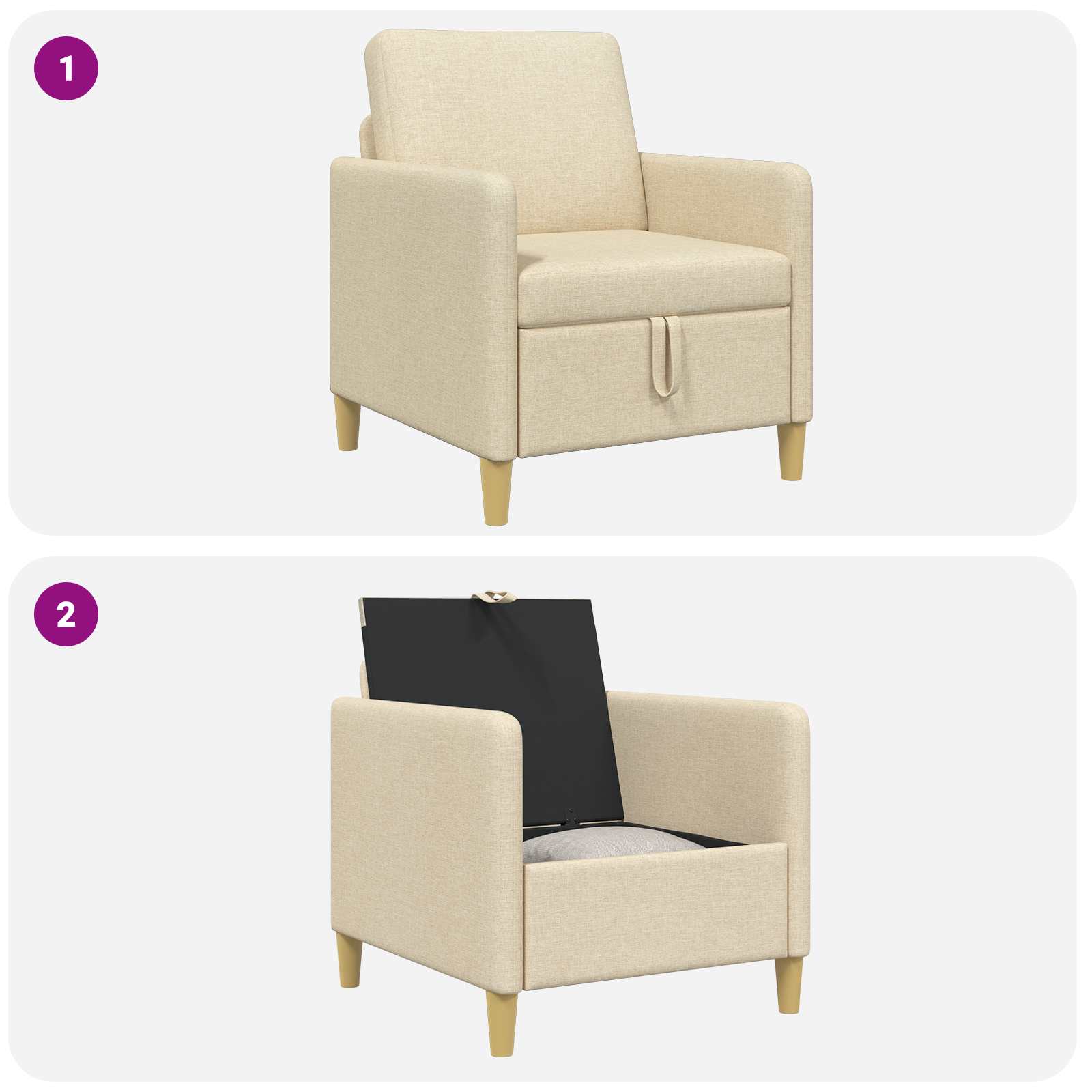 Sofa s shrambo Krem 72 x 78 x 87 cm Poliester - slika 8