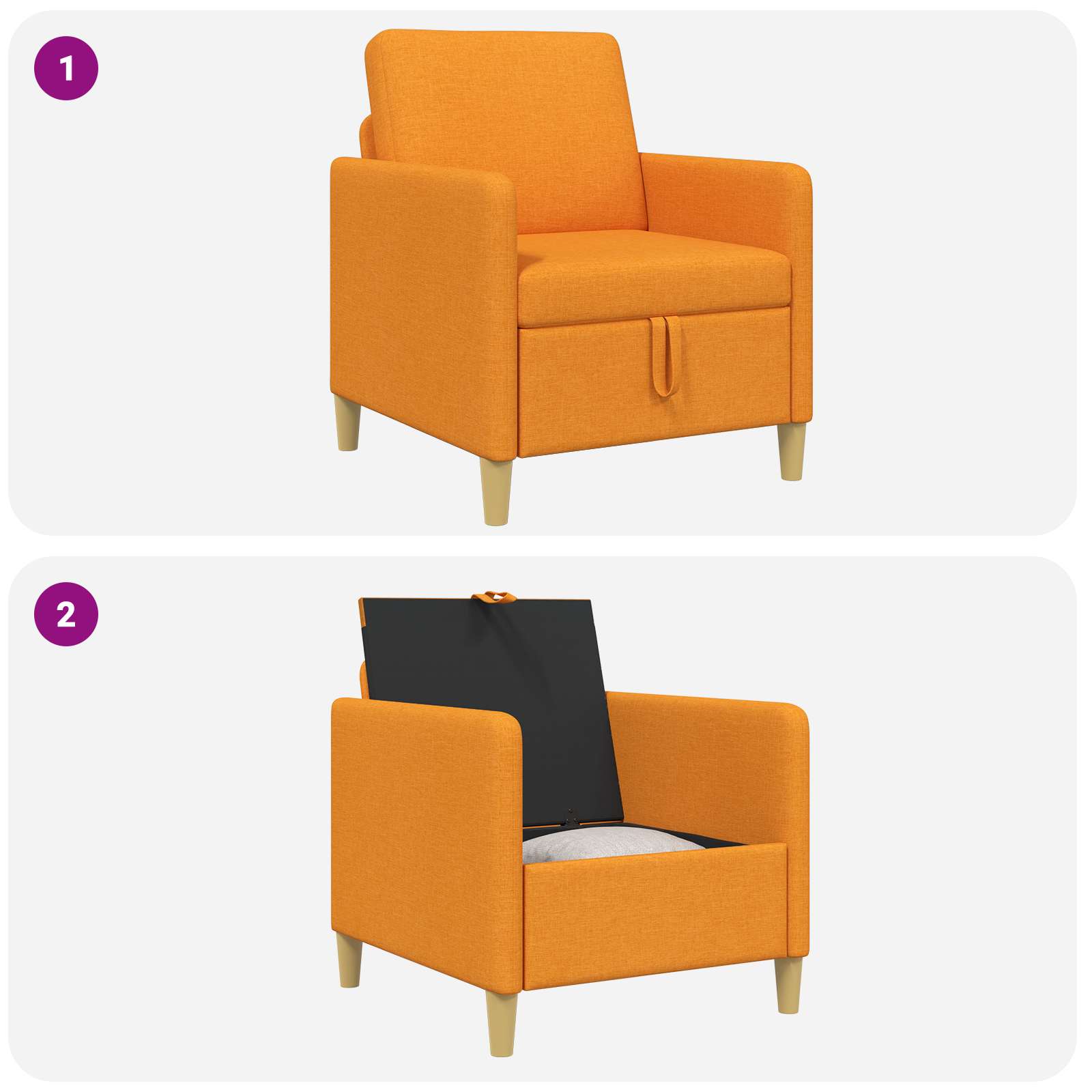 Sofa s shrambo Temno rumena 72 x 78 x 87 cm Poliester - slika 8