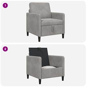 Sofa s úložným prostorem Světle šedá 72 x 78 x 87 cm Polyester - obrázek 8