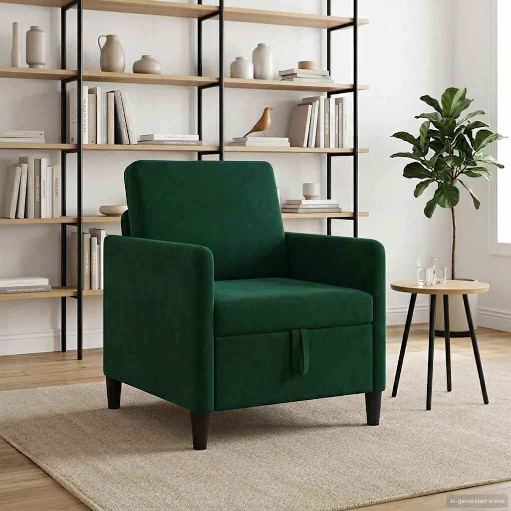 vidaXL Sofa cu Spațiu de Depozitare Verde închis 72 x 78 x 87 cm