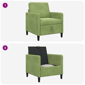 Sofa s úložným prostorem Světlá zelená 72 x 78 x 87 cm - obrázek 8