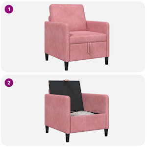 Sofa s úložným prostorem Růžová 72 x 78 x 87 cm Polyester - obrázek 8