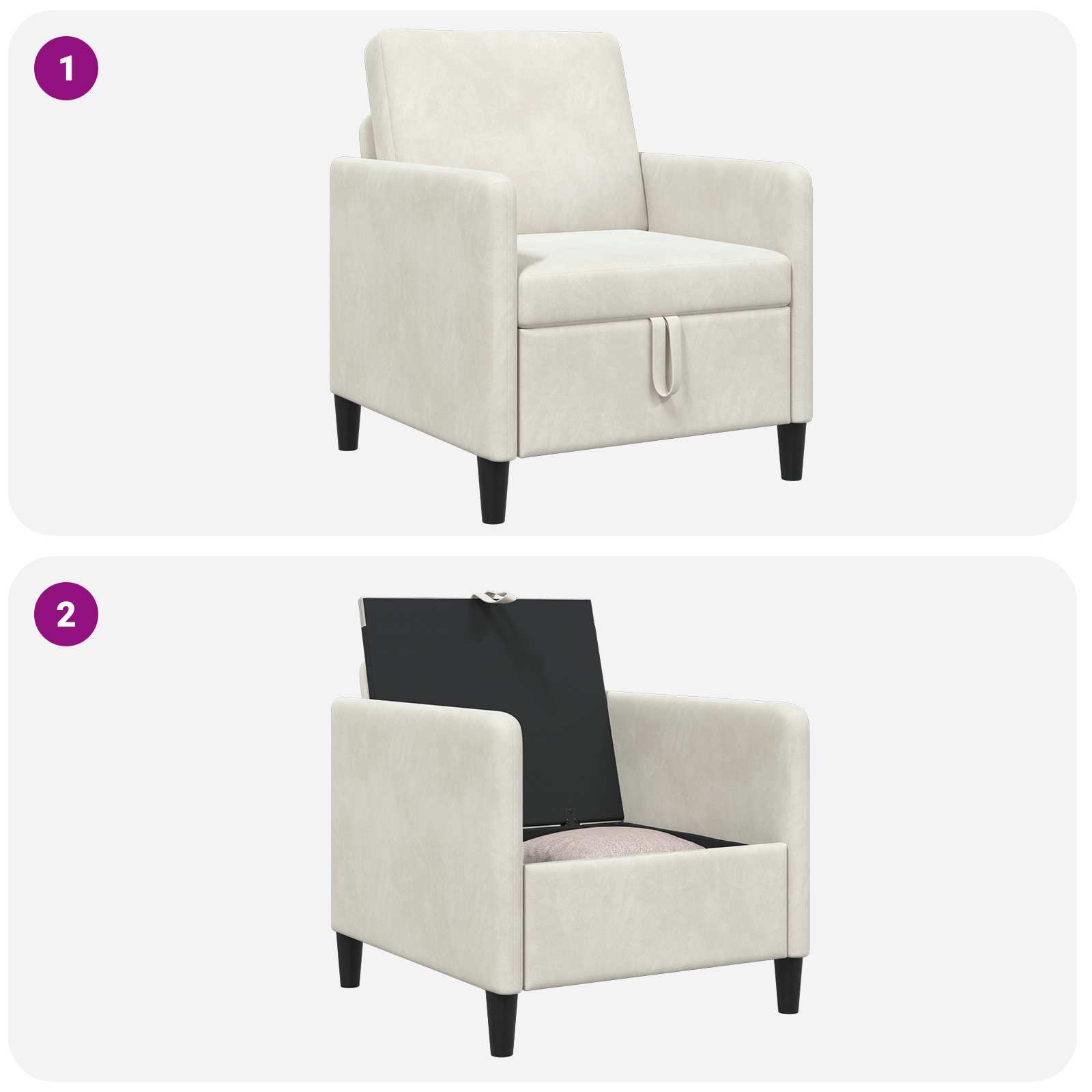 Sofa s shrambo Krem 72 x 78 x 87 cm Poliester - slika 8