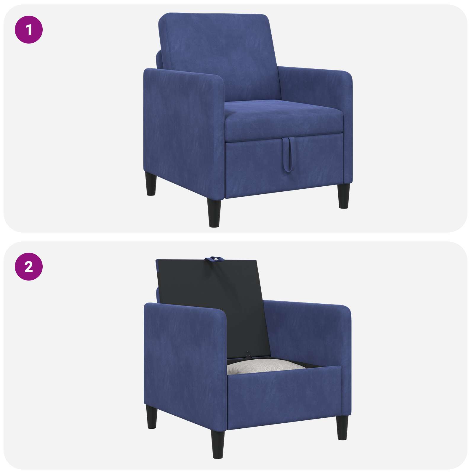Sofa s shrambo Policijska modra 72 x 78 x 87 cm Poliester - slika 8