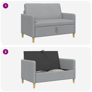 Sofa s úložným prostorem Světle šedá 122 x 78 x 87 cm Polyester - obrázek 8