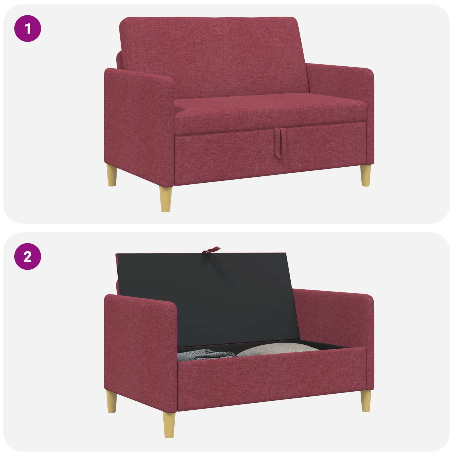 Sofa s shrambo Vinorodna rdeča 122 x 78 x 87 cm Poliester - slika 6