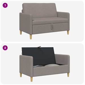 Sofa s úložným prostorem Taupe 122 x 78 x 87 cm Polyester - obrázek 6