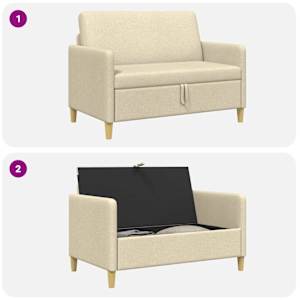 Sofa s úložným prostorem Krémová 122 x 78 x 87 cm Polyester - obrázek 6