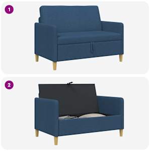 Sofa s úložným prostorem Modrá 122 x 78 x 87 cm Polyester - obrázek 6
