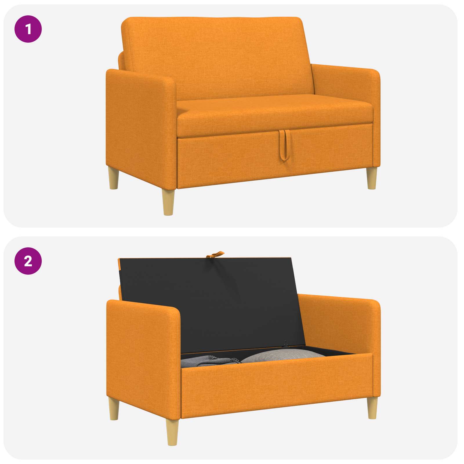 Sofa s shrambo Temno rumena 122 x 78 x 87 cm Poliester - slika 5