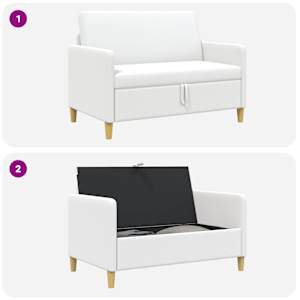 Sofa s úložným prostorem Bílá 122 x 78 x 87 cm Polyester - obrázek 5