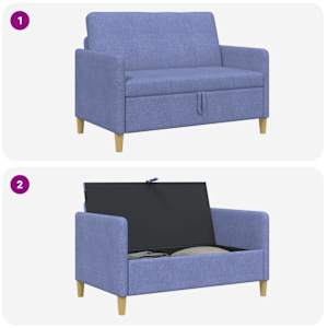Sofa s úložným prostorem Modrá džínovina 122 x 78 x 87 cm - obrázek 6
