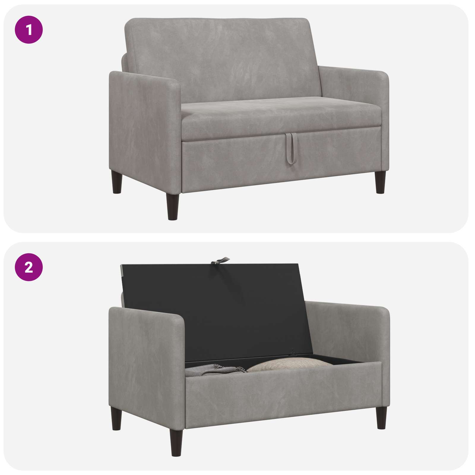 Sofa s shrambo Svetlo siva 122 x 78 x 87 cm Poliester - slika 6