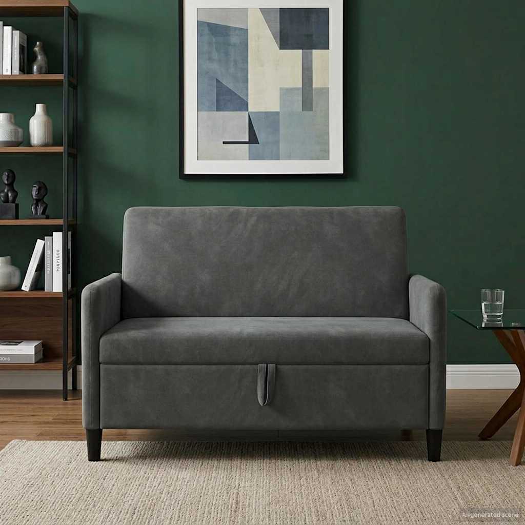 vidaXL Sofa s shrambo Temno siva 122 x 78 x 87 cm Poliester