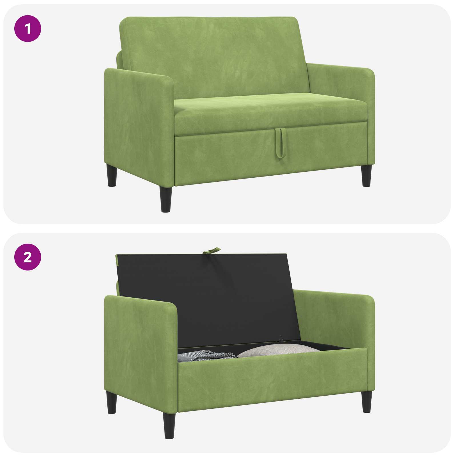 Sofa s shrambo Svetlo zelena 122 x 78 x 87 cm Poliester - slika 6