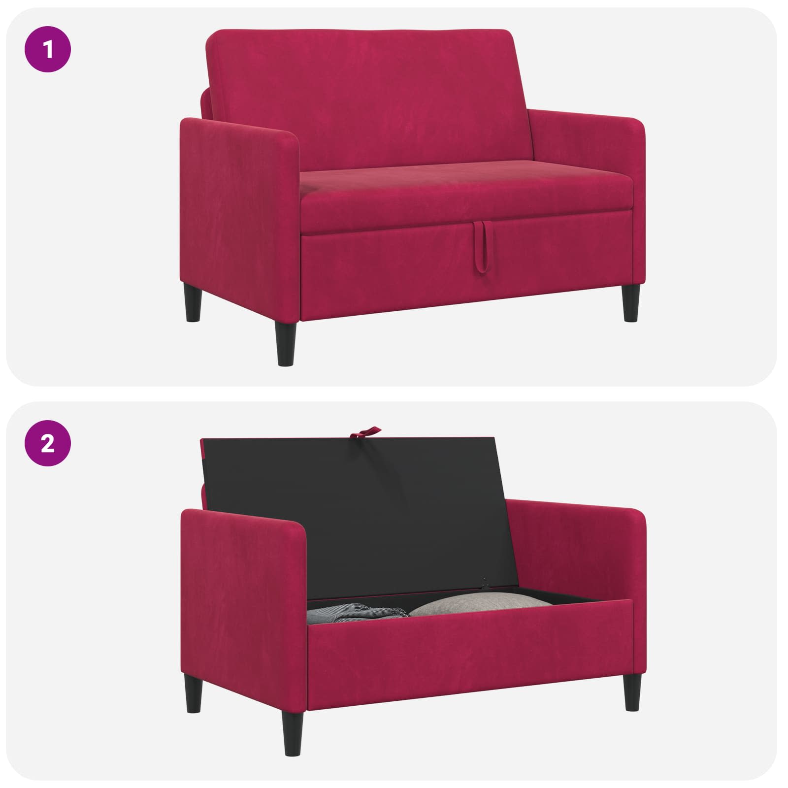 Sofa s shrambo Vinorodna rdeča 122 x 78 x 87 cm Poliester - slika 6