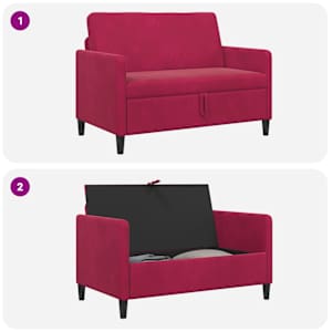 Sofa s úložným prostorem Víno Červené 122 x 78 x 87 cm - obrázek 6