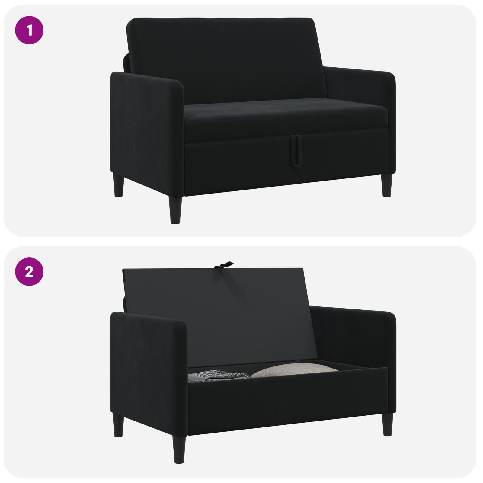 Sofa s shrambo Črna 122 x 78 x 87 cm Poliester - slika 6