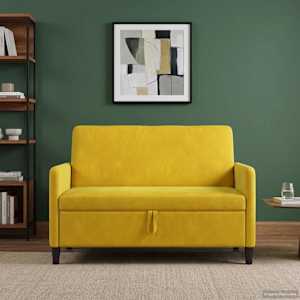 Sofa s úložným prostorem Žlutá 122 x 78 x 87 cm Polyester - obrázek 3