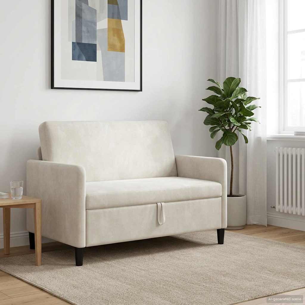 vidaXL Sofa cu Spațiu de Depozitare Crem 122 x 78 x 87 cm Poliester