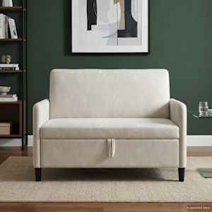 Sofa s úložným prostorem Krémová 122 x 78 x 87 cm Polyester - obrázek 3
