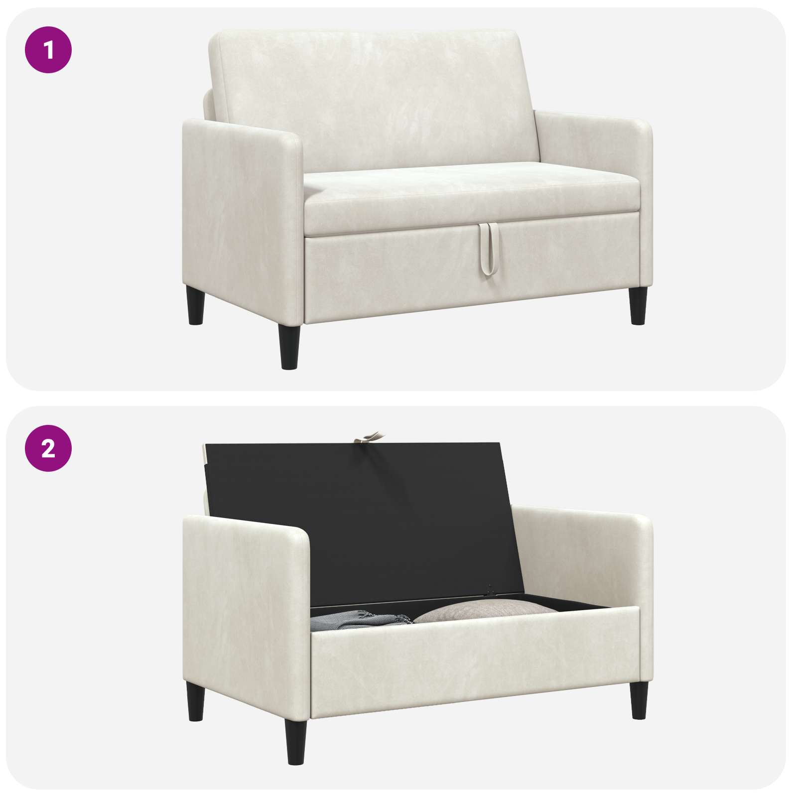 Sofa s shrambo Krem 122 x 78 x 87 cm Poliester - slika 6