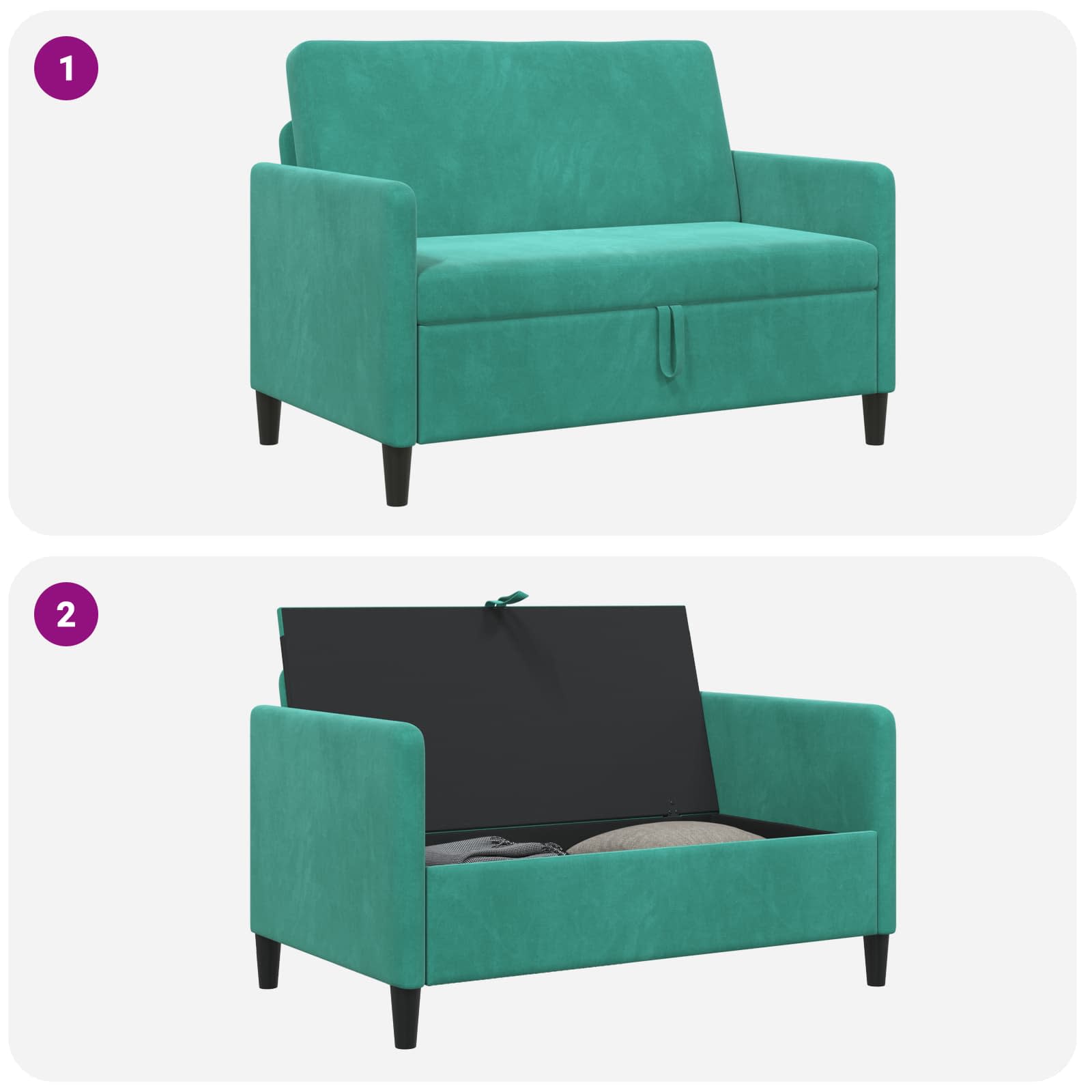vidaXL Sofa mit Stauraum Türkis 122 x 78 x 87 cm Polyester – Bild 6
