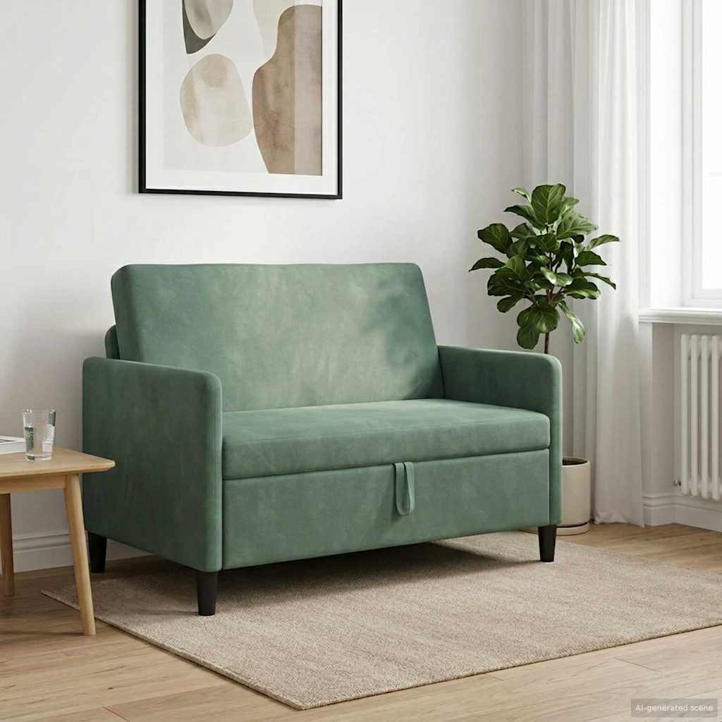 vidaXL Sofa med opbevaring Havgrøn 122 x 78 x 87 cm Polyester
