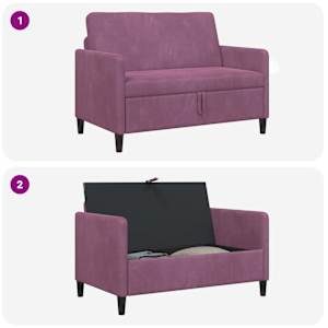Sofa s úložným prostorem Fialová 122 x 78 x 87 cm Polyester - obrázek 6
