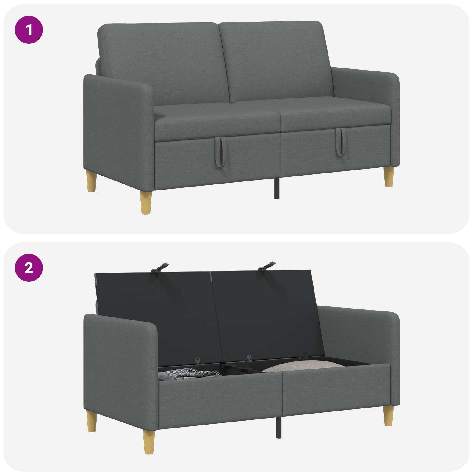 Sofa s shrambo Temno siva 152 x 78 x 87 cm Poliester - slika 6