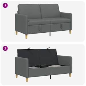 Sofa s úložným prostorem Tmavě šedá 152 x 78 x 87 cm Polyester - obrázek 6