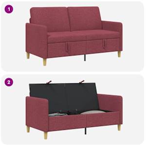 Sofa s úložným prostorem Víno Červené 152 x 78 x 87 cm - obrázek 6