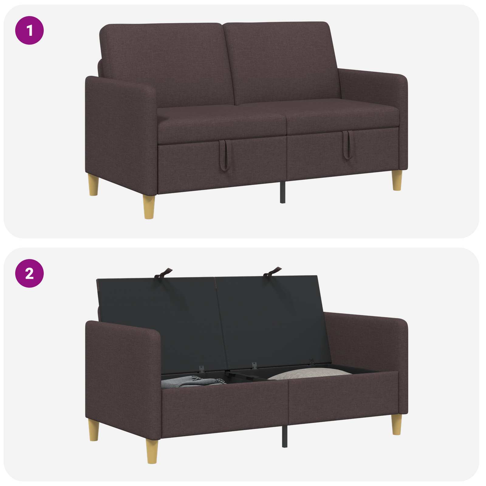 Sofa s shrambo Temno rjava 152 x 78 x 87 cm Poliester - slika 6