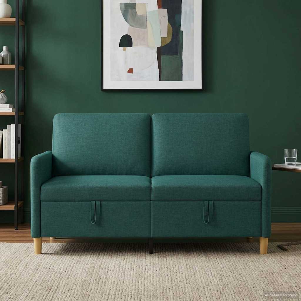 vidaXL Sofa med opbevaring Mørkegrøn 152 x 78 x 87 cm Polyester