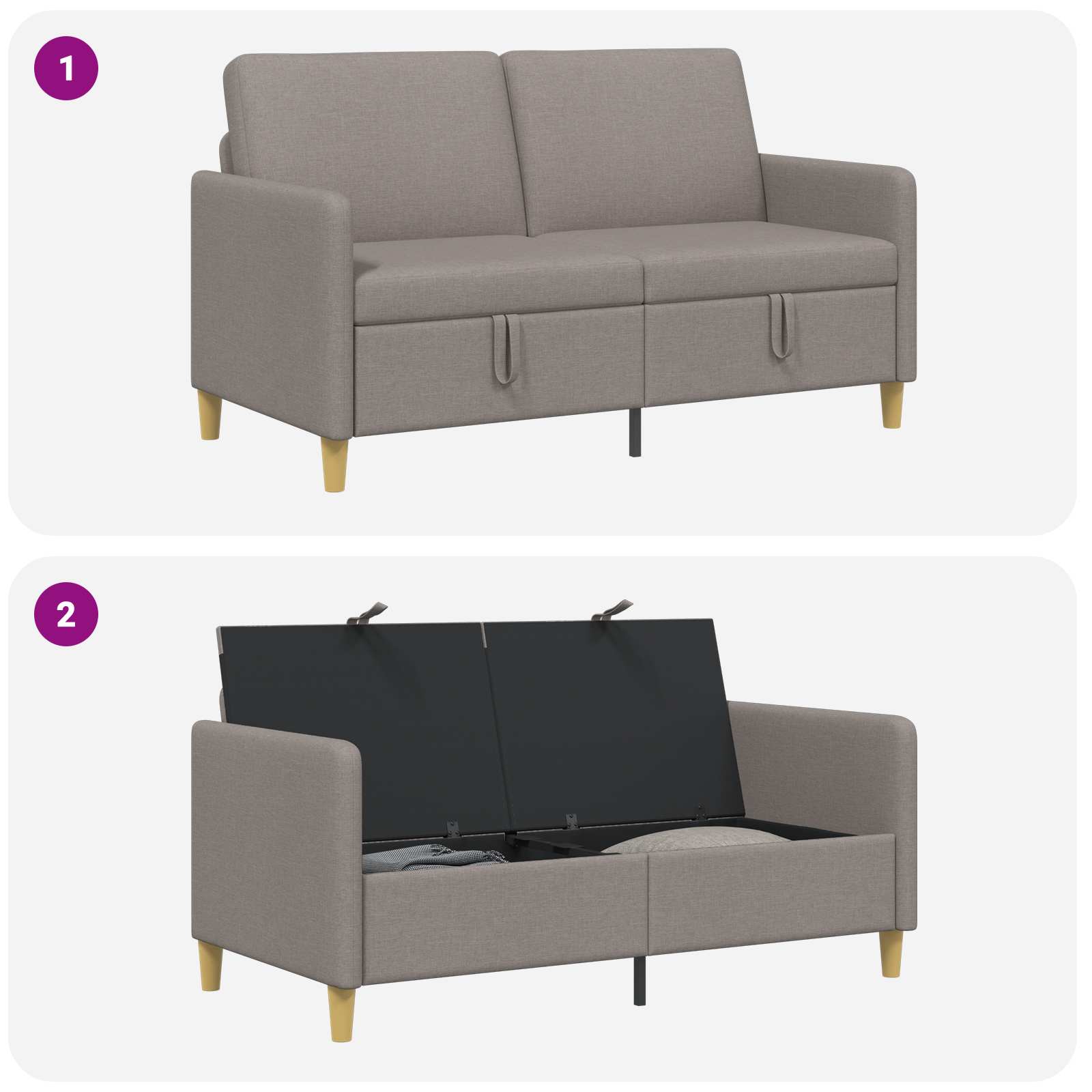 Sofa s shrambo Taupe 152 x 78 x 87 cm Poliester - slika 6