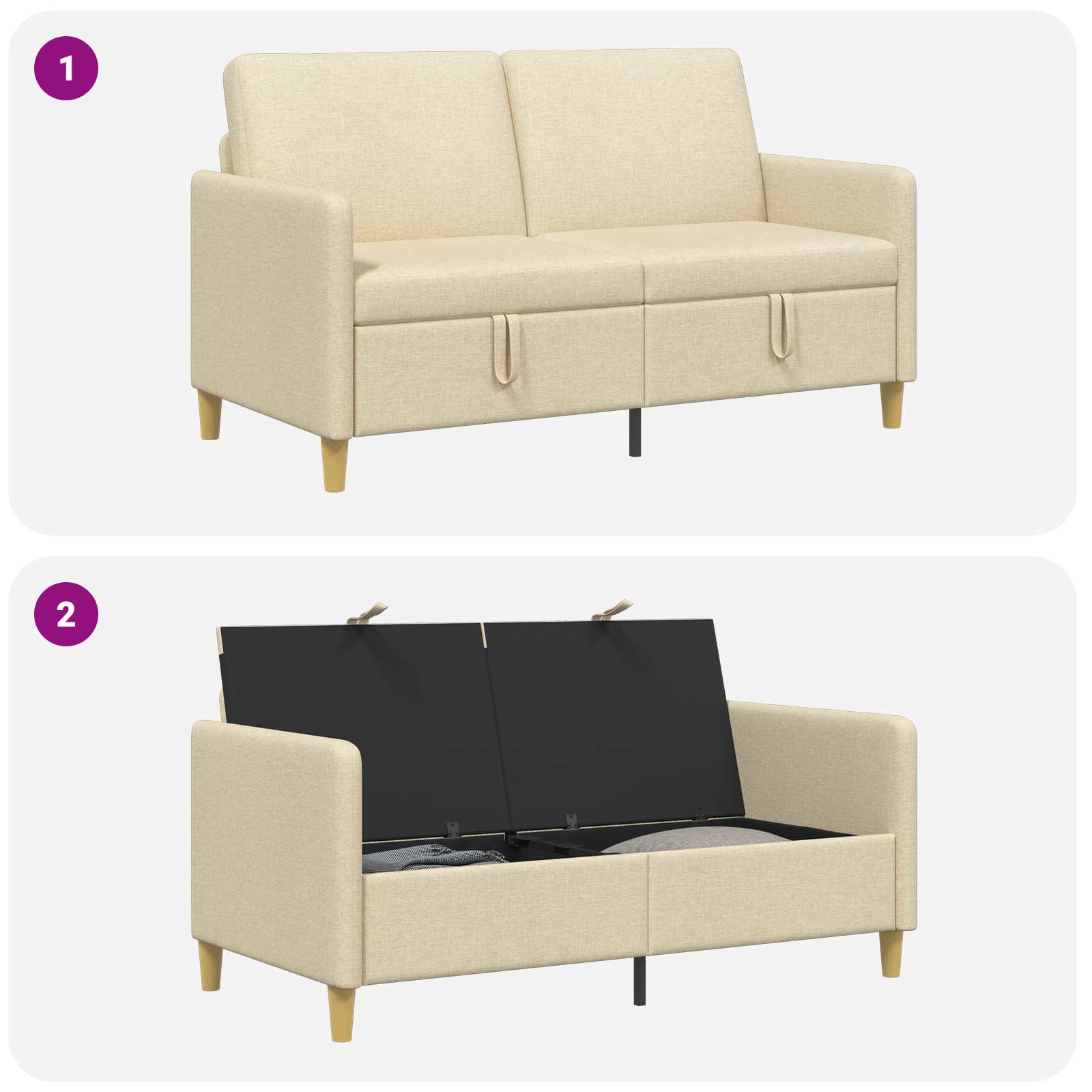 Sofa s shrambo Krem 152 x 78 x 87 cm Poliester - slika 6