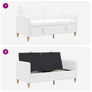 Sofa s úložným prostorem Bílá 152 x 78 x 87 cm Polyester - obrázek 6