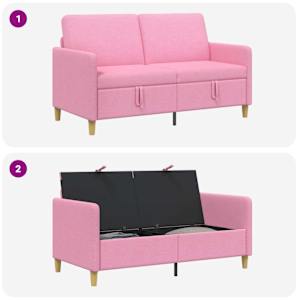 Sofa s úložným prostorem Růžová 152 x 78 x 87 cm Polyester - obrázek 6
