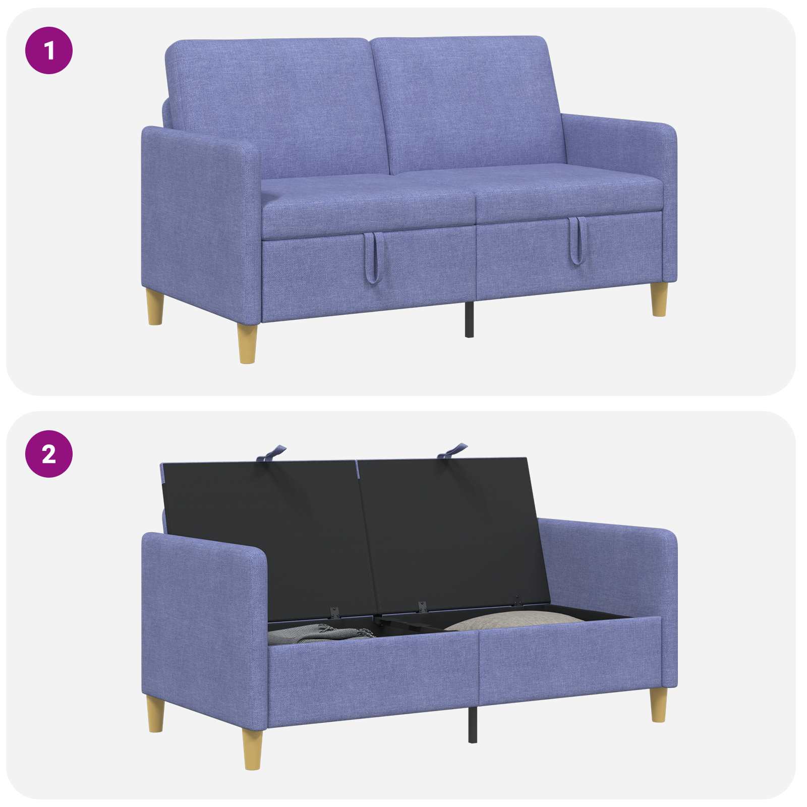 Sofa s shrambo Jeans modra 152 x 78 x 87 cm Poliester - slika 6