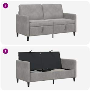 Sofa s úložným prostorem Světle šedá 152 x 78 x 87 cm Polyester - obrázek 6