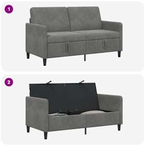 Sofa s úložným prostorem Tmavě šedá 152 x 78 x 87 cm Polyester - obrázek 6