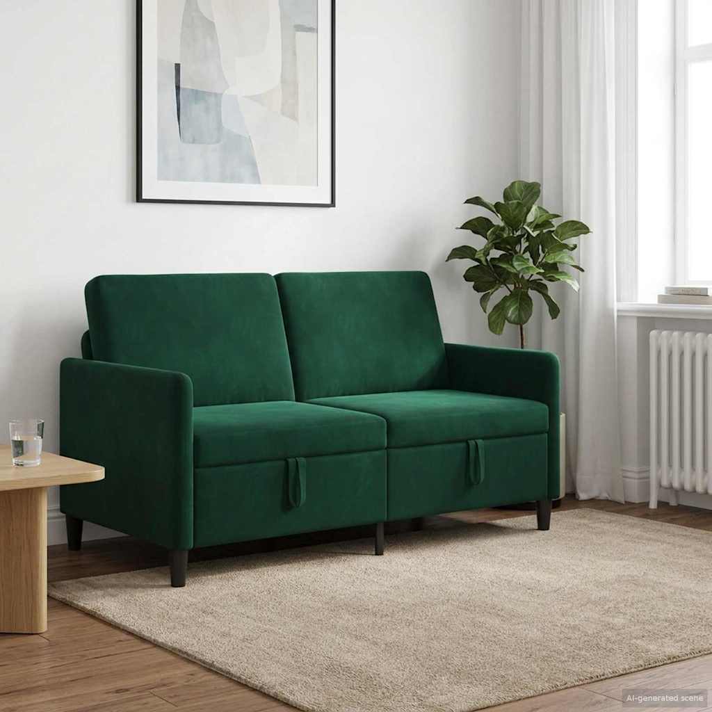 Sofa s shrambo Temno zelena 152 x 78 x 87 cm Poliester - slika 3