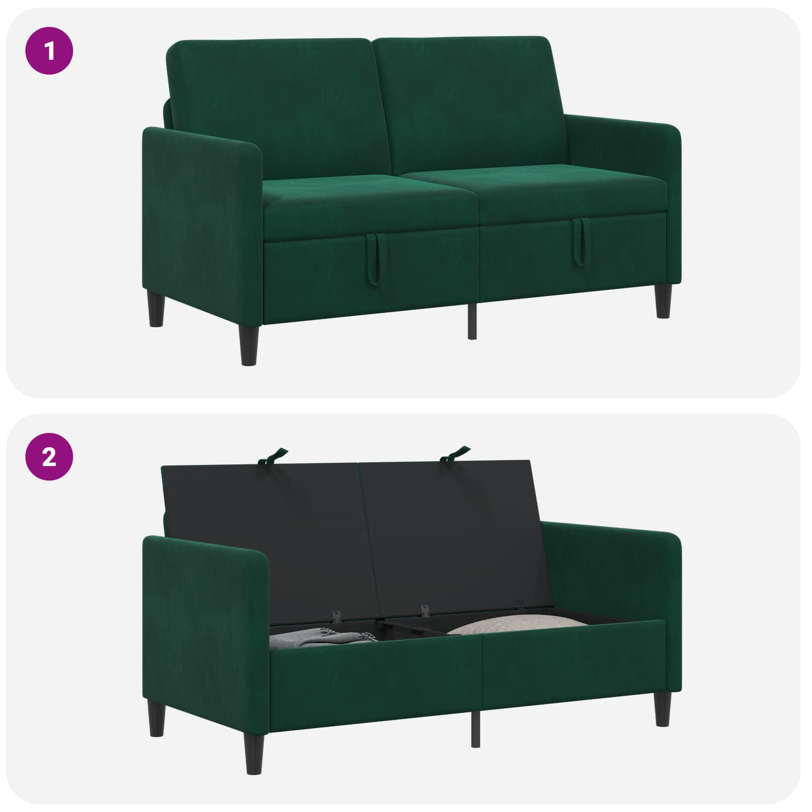 Sofa s shrambo Temno zelena 152 x 78 x 87 cm Poliester - slika 6