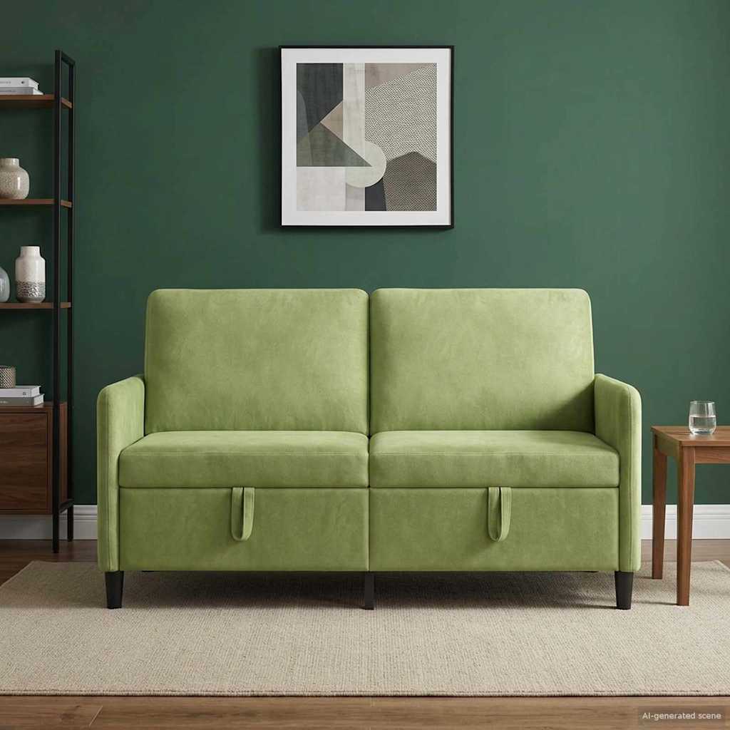 Sofa s shrambo Svetlo zelena 152 x 78 x 87 cm Poliester - slika 3