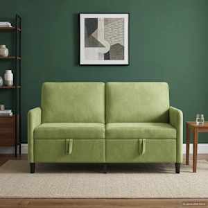 Sofa s úložným prostorem Světlá zelená 152 x 78 x 87 cm - obrázek 3