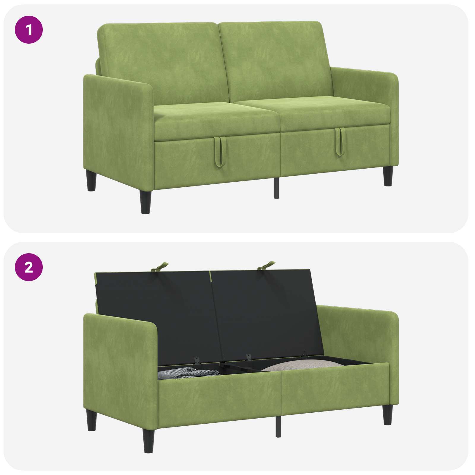 Sofa s shrambo Svetlo zelena 152 x 78 x 87 cm Poliester - slika 6