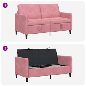Sofa s úložným prostorem Růžová 152 x 78 x 87 cm Polyester - obrázek 6