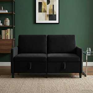 Sofa s shrambo Črna 152 x 78 x 87 cm Poliester